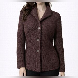 Cypress Grove Sweater S Small Maroon Wine Crew Neck Mohair Jacket